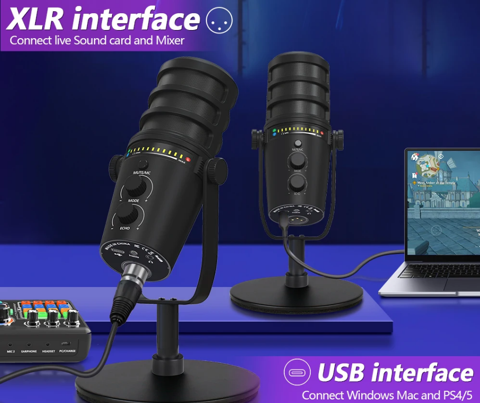.XLR interface, dynamic microphone